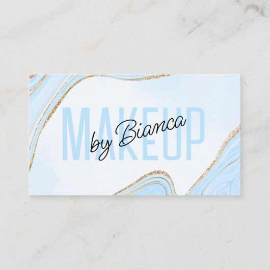 Pastel Blue Gold Glitter Agaat Make-up Artiest Sal Visitekaartje (Achterkant)