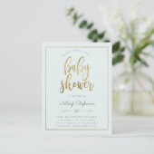 Pastel Blue & Gold Typography Boy Baby shower Uitnodiging Briefkaart (Staand voorkant)