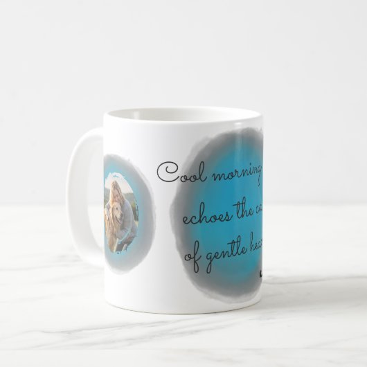 Pastel Blue Golden Retriever Custom Photo & Name Koffiemok (Voorkant links)