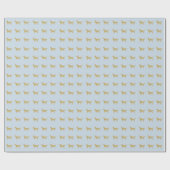 Pastel Blue Golden retriever met gouden glitter Cadeaupapier (Vlak)