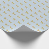 Pastel Blue Golden retriever met gouden glitter Cadeaupapier (Hoek)