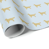 Pastel Blue Golden retriever met gouden glitter Cadeaupapier (Rol Hoek)