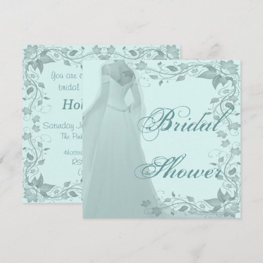 Pastel Blue Gown and Vines Vrijgezellenfeest Kaart (Voorkant / Achterkant)