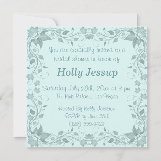 Pastel Blue Gown and Vines Vrijgezellenfeest Kaart (Achterkant)