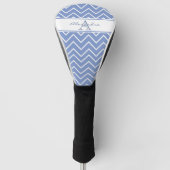Pastel Blue Gray Chevron Zigzag Pattern Monogram Golfheadcover (Voorkant)