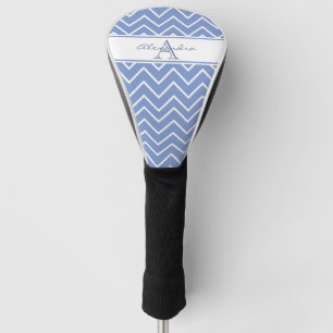Pastel Blue Gray Chevron Zigzag Pattern Monogram Golfheadcover