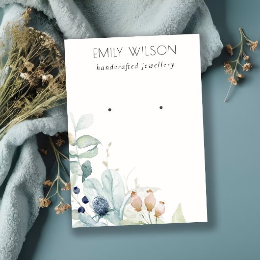 Pastel Blue Green Foliage Bunch Earning Display Kaart
