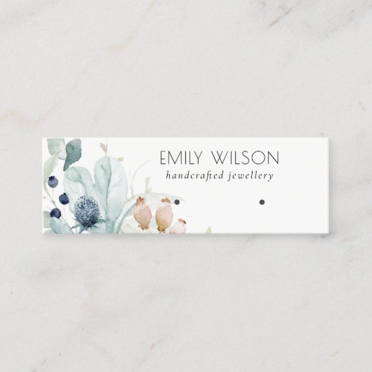 Pastel Blue Green Foliage Bunch Earning Display Mini Visitekaartje (Voorkant)