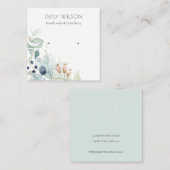 Pastel Blue Green Foliage Bunch Earning Display Vierkante Visitekaartje (Voorkant / Achterkant)