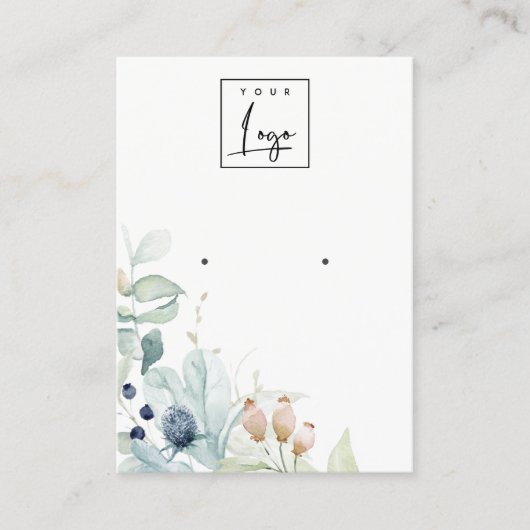 Pastel Blue Green Foliage Bunch Earning Display Visitekaartje (Voorkant)