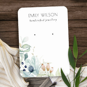 Pastel Blue Green Foliage Bunch Earning Display Visitekaartje