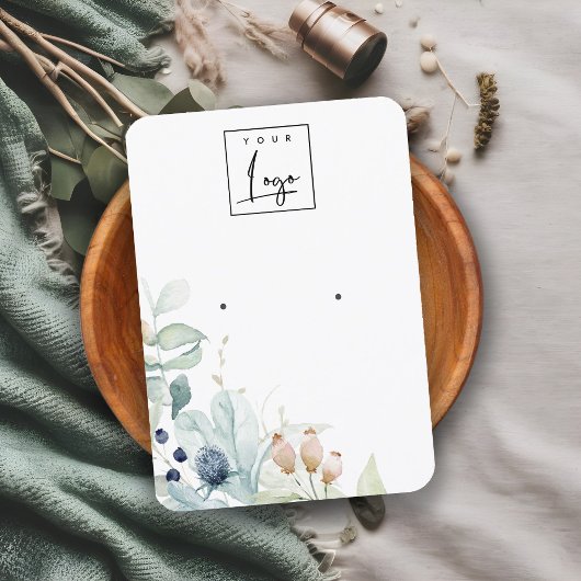 Pastel Blue Green Foliage Bunch Earning Display Visitekaartje