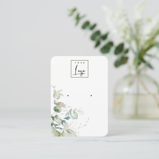 Pastel Blue Green Foliage Bunch Earning Display Visitekaartje (Staand voorkant)