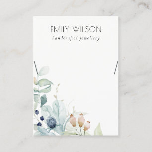 Pastel Blue Green Foliage Bunch Ketting Display Visitekaartje