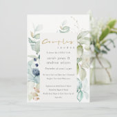 Pastel Blue Green Foliage Couples Shower Invite Bedankkaart (Staand voorkant)