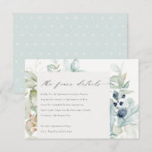 Pastel Blue Green Foliage Lijst Weddenschap Detail Informatiekaartje (Voorkant / Achterkant)