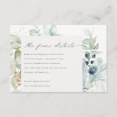 Pastel Blue Green Foliage Lijst Weddenschap Detail Informatiekaartje (Voorkant)