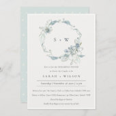 Pastel Blue Green Foliage Rehearsal Dinner Invite Bedankkaart (Voorkant / Achterkant)
