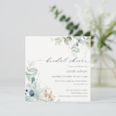 Pastel Blue Green Foliage Vrijgezellenfeest Invite Bedankkaart (Staand voorkant)