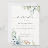 Pastel Blue Green Foliage Vrijgezellenfeest Invite Bedankkaart (Voorkant)