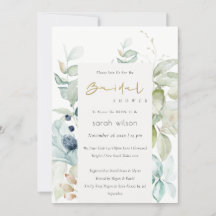 Pastel Blue Green Foliage Vrijgezellenfeest Invite