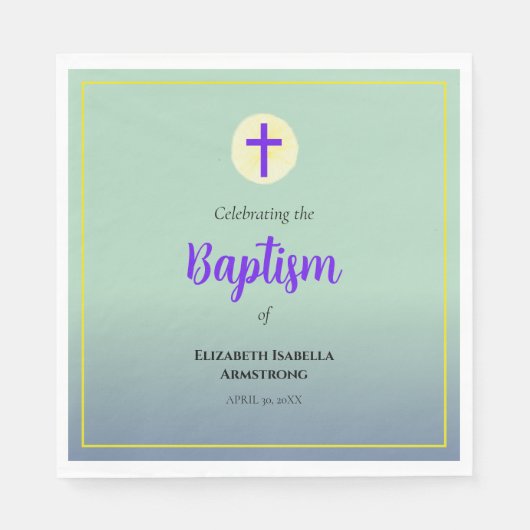 Pastel Blue Green Paars Spring Baptisme Servet (Voorkant)