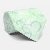 Pastel Blue Green Valentijn Hearts Mannen Stropdas (Opgerold)