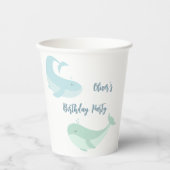 Pastel Blue Green Whale Birthday Party Papieren Bekers (Voorkant)