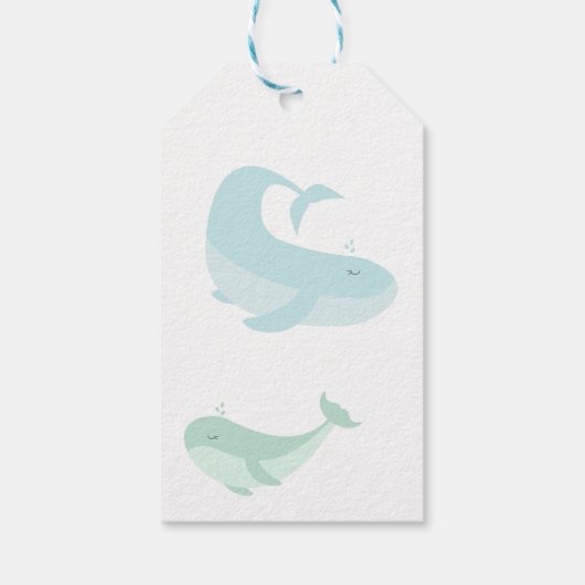 Pastel Blue Green Whale Dank u Baby shower Cadeaulabel (Achterkant)