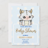 Pastel Blue Grey Baby Dragon Baby shower Kaart (Voorkant)