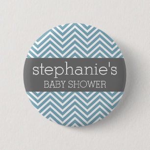 Pastel Blue & Grey Baby shower Suite Ronde Button 5,7 Cm