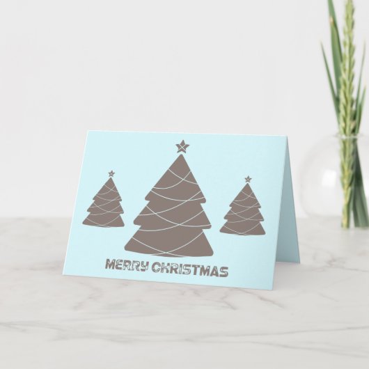 Pastel Blue Grey Kerstboom Holiday Fotokaart Feestdagen Kaart (Voorkant)