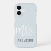 Pastel Blue-Grey New Mrs Bride iPhone 16 Hoesje (Achterkant)