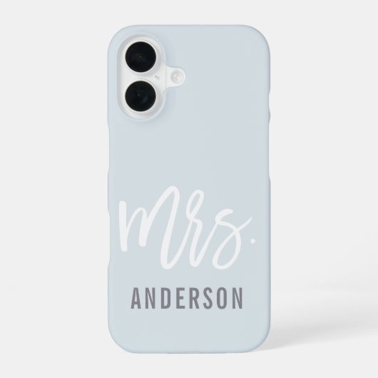 Pastel Blue-Grey New Mrs Bride iPhone 16 Hoesje (Achterkant)