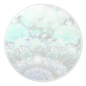 Pastel Blue - Groen Abstract gemarmerd effect Keramische Knop (Voorkant)