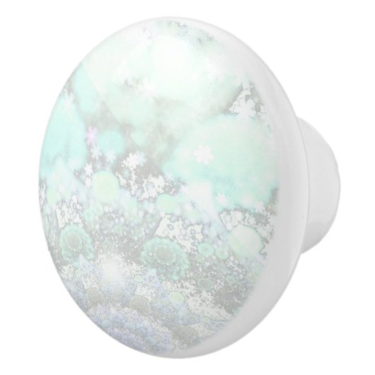 Pastel Blue - Groen Abstract gemarmerd effect Keramische Knop (Rechts)