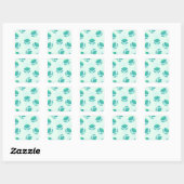 PASTEL BLUE GROEN CARTOON FROGS FROGGIEËN PATROON  VIERKANTE STICKER (Vel)
