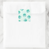 PASTEL BLUE GROEN CARTOON FROGS FROGGIEËN PATROON  VIERKANTE STICKER (Tas)