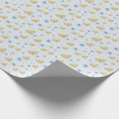 Pastel Blue Hanukkah Menorah Star van David Patter Cadeaupapier (Hoek)