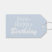 Pastel Blue Happy Birthday Gift Label Cadeaulabel (Voorkant (Horizontaal))
