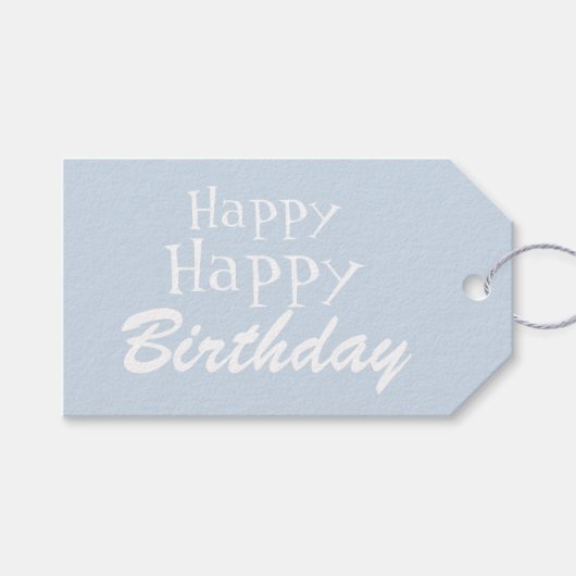 Pastel Blue Happy Birthday Gift Label Cadeaulabel (Voorkant (Horizontaal))