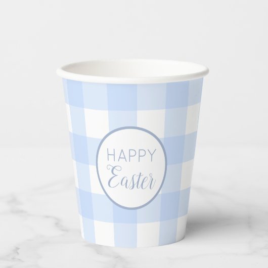 Pastel Blue Happy Paast Pattern Papieren Bekers (Voorkant)