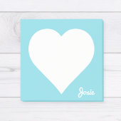 Pastel Blue Heart Sticky Notes met naam