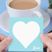Pastel Blue Heart Sticky Notes met naam