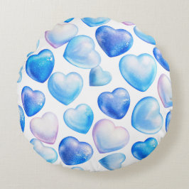 Pastel Blue Hearts Round Pillow Rond Kussen