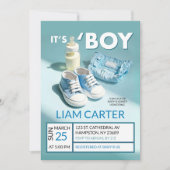 Pastel Blue Het is een jongenssneaker Baby shower Kaart (Voorkant)