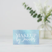 Pastel Blue Holographic Modern Calligraphy Script Visitekaartje (Staand voorkant)