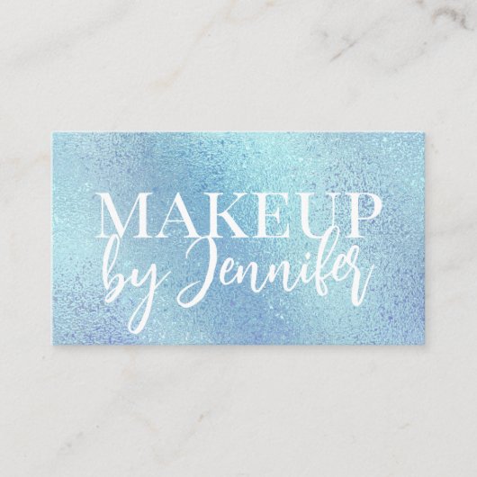 Pastel Blue Holographic Modern Calligraphy Script Visitekaartje (Voorkant)