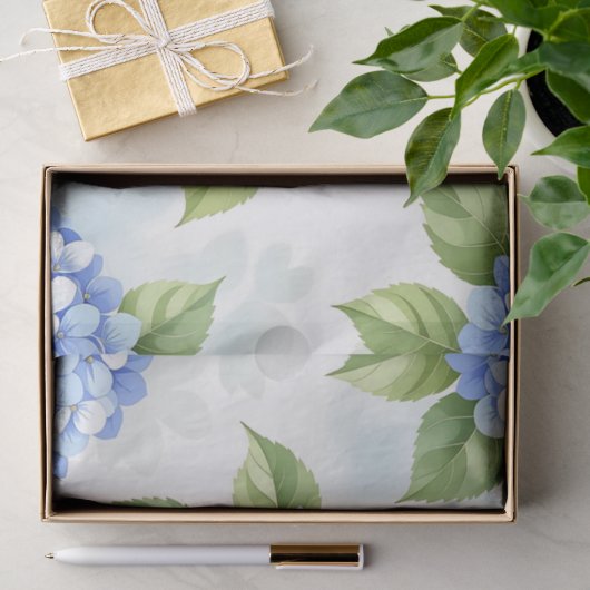 Pastel Blue Hydrangea Bouquet Pattern Tissuepapier (Geschenk)