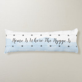 Pastel Blue Hygge quote Cosy Home Lichaamskussen